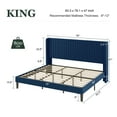 thumbnail image 4 of Amolife King Size Velvet Upholstered Bed with Wingback Headboard, Dark Blue, 4 of 9