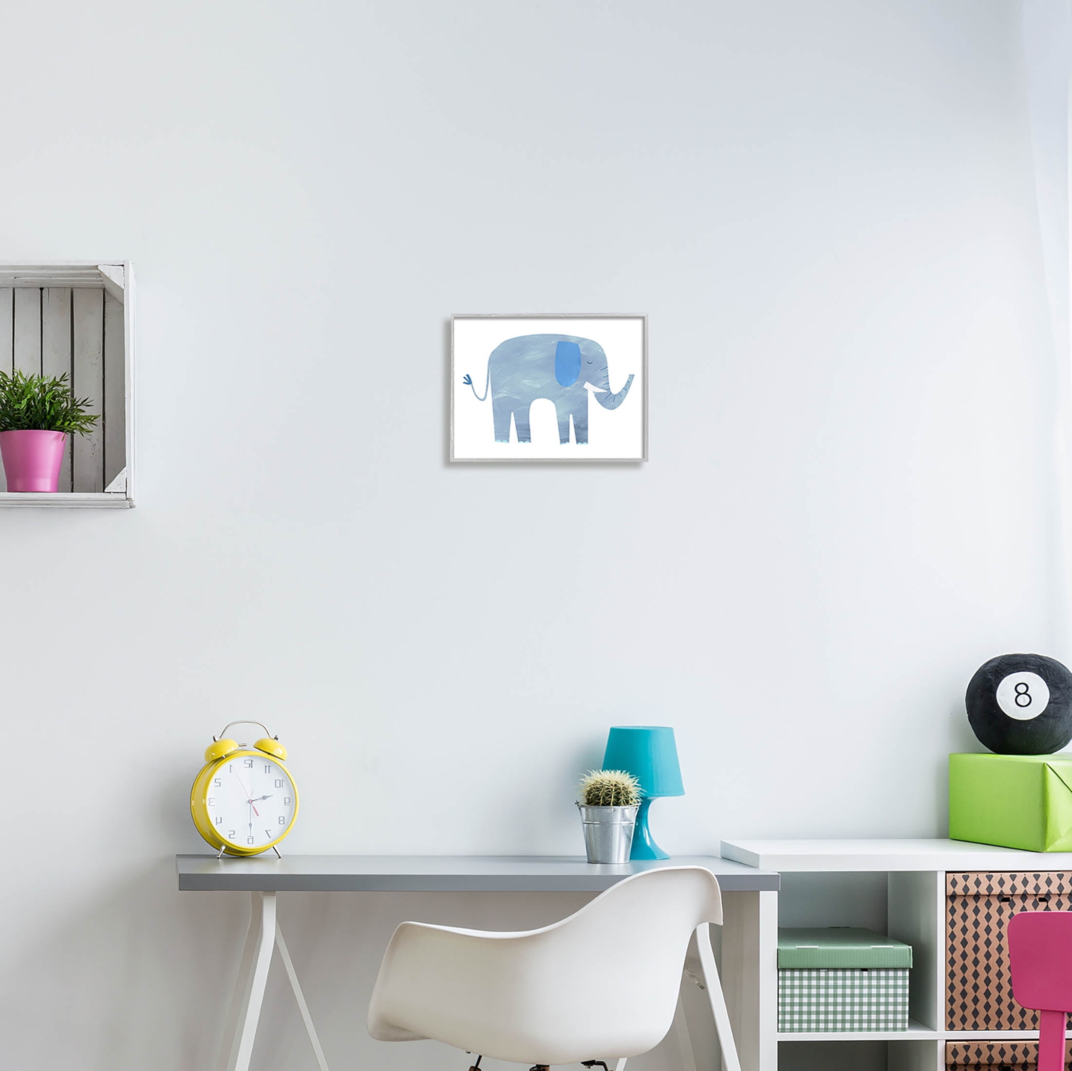 Stupell Industries Elephant Wildlife Animal Shape Graphic Art Gray Framed Art Print Wall Art, Design by Emily Kopcik