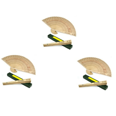 

3X Ladies Wooden Sandalwood Hand Fan Wedding/ Birthdays Partys