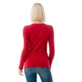 thumbnail image 3 of Simply Fashion Basic V Neck Long Sleeve T-Shirts - Stretch Cotton SpandexRED,SMALL, 3 of 5