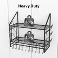 thumbnail image 3 of 35 Inch Pot Rack Wall Mounted, 2 Tier Pots and Pans Organizer with 20 Hooks and 6 Pot Lid Holders, Heavy Duty Steel Pot and Pan Hanger for Kitchen Cookware Utensils Storage 34.7" Lx13 Wx26.4 H, 3 of 13