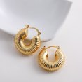 thumbnail image 1 of Pendientes de aro gruesos de acero inoxidable para mujer, joyería Vintage chapada en oro, textura gruesa, círculo geométrico, brillante, moda, 1 of 5