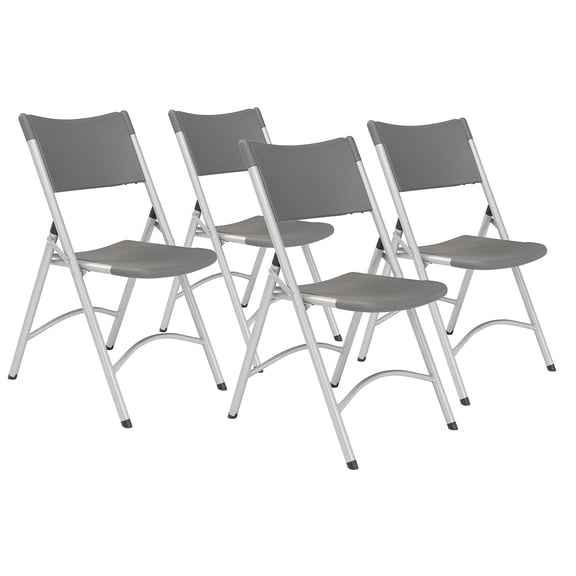 Pemberly Row 32" Modern Plastic Folding Chair in Charcoal Slate (Set of 4)