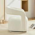 thumbnail image 4 of CQSXDA Chenille Fabric Swivel Accent Armchair, Barrel Leisure Chair With Curved Backrest, 22-Inch Seat Depth, White, 4 of 14
