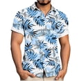 thumbnail image 2 of Men's Hawaiian Wrinkle Short Sleeve Button Down Tropical Floral Beach Vacation Shirt Blue S, 2 of 7