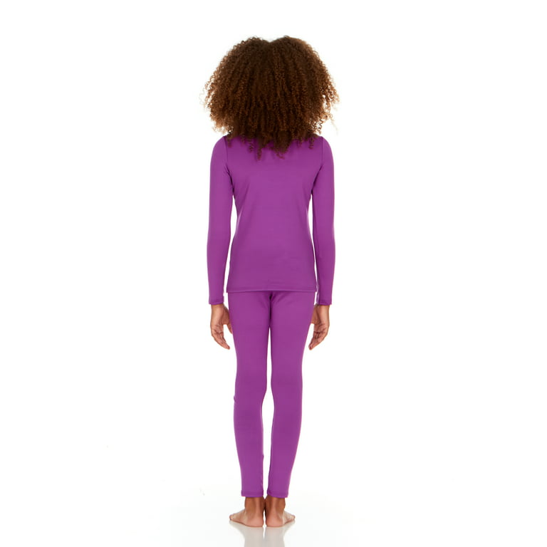 Thermajane Thermal Underwear for Girls Long John Set Kids (Purple, Large)