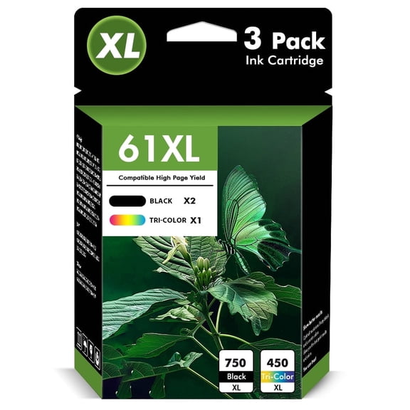 61 Ink Compatible for HP 61 Ink Cartridge Combo Pack for HP Printer Ink 61 for Envy 4500 4502 5530 (Black Tri-Color)