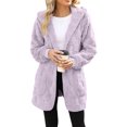 thumbnail image 2 of adaychics Fuzzy Cardigans for Women Oversized Open Front Fuzzy Long Hoodie Cardigan with Pockets for Dating Streetwear, 2 of 6