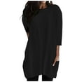 thumbnail image 1 of MeetoTime Tunique à Manches 3/4 pour Femmes Col Rond Pull Long Surdimensionné à Porter avec des Leggings, 1 of 3