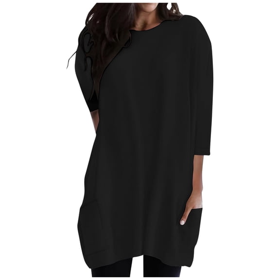 Tumotour Pullover for Women Crew Neck 3/4 Sleeve Casual Loose Top 2025 Sweatshirts Blouse Tops