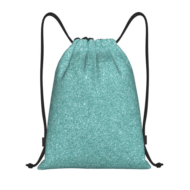 Fotbe Teal Green Glitter Bolsa Mochila con Cordón Estampada, Bolsa de Gimnasio Deportiva, Bolsa Cinch, Bolsa con Cordón para Hombres y Mujeres-Medium