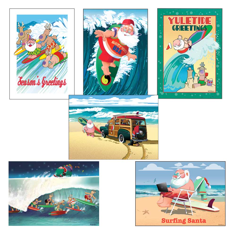 Surfing Christmas Cards 
