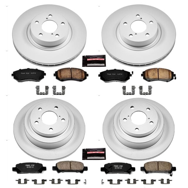 PowerStop Front and Rear Geomet Coated Brake Rotor and Pad Kit Fits: SUBARU Select Models CRK6109