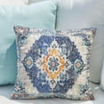 thumbnail image 4 of Blue Boho Throw Pillow Covers Set of 2 Monaco Rug Persian Carpet Double Sided Pattern Cotton Soft Pillow Case Cushion Cover Pillowcase for Garden Couch Sofa Bed Decorative 18x18 inch, 4 of 6