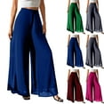 thumbnail image 5 of Women's Straight Pants Fashion Casual Pants, Chiffon Wide Leg Pants Loose Long Trousers for Women, Flowy Dress Pants, Office Casual Wear,Hot Pink,M, 5 of 6