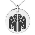 thumbnail image 1 of Stainless Steel Letter M Initial 3D Cube Box Monogram Engraved Small Medallion Circle Charm Pendant Necklace, 1 of 1