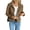 Brown, variant on Women'S Casual Blazer Jacket Notched Lapel Single Breasted Faux Suede Leather Suit Jacket Khaki S