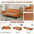 thumbnail image 3 of Aukfa 78" Square Arm Futon Sofa Bed Upholstered 3 Seat Couch for Home Office, Flannel, Orange, 3 of 15