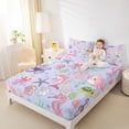 thumbnail image 3 of Manfei Kawaii Ocean Dolphins Bed Sheets,Lovely Seashell Full Size Sheets,Purple,4pcs,1 Flat Sheet, 1 Fitted Sheet and 2 Pillowcases, 3 of 7