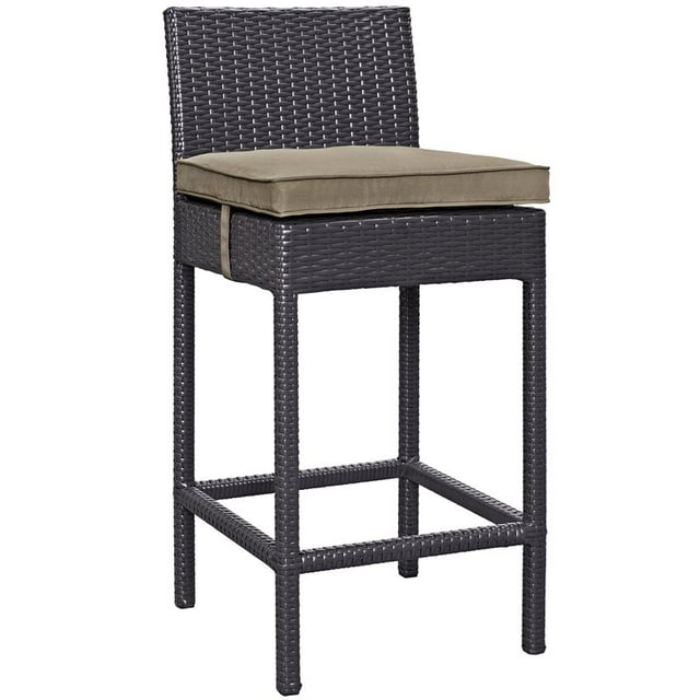 Modway Convene 27.5" Wicker / Rattan Patio Bar Stool in Espresso/Mocha