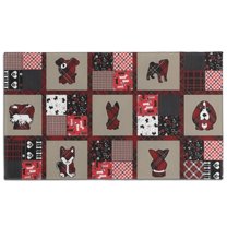 Red Plaid Dog Jigsaw Puzzle Door Rugs,Washable Non Slip Door Mats Indoor,Decorative Door Mats,Entry Mat Indoor for Entrance,Bedroom,Kitchen,Bathroom,17"x30"