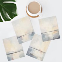 PixonSign Frameless Wall Art Watercolor Ocean Seascape Prints, Set of 4 Nature Wilderness Wall Decor, Abstract Geometric Wall Décor, Adhesive Canvas Poster, Modern Home Artwork - 8"x10"