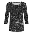 thumbnail image 5 of Roncen Sequin Top for Women, Sparkling Three-Quarter Sleeve Pullover with Crew Neck, Casual Glam Shirt, 5 of 5