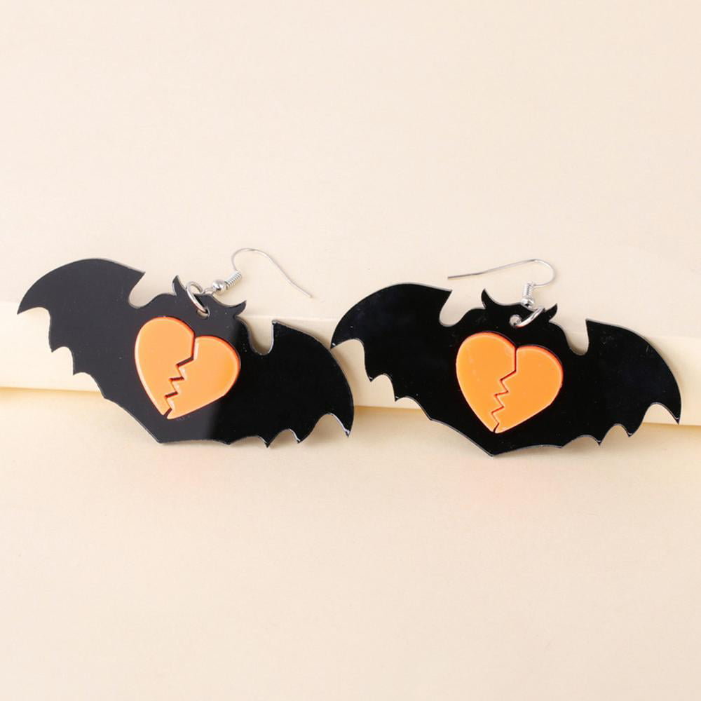 Spooky Acrylic Earrings Bat Cat Owl Moon Pumpkin RIP Gothic hook jewellery
