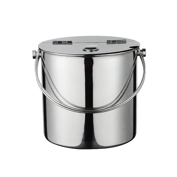 Cubitera de acero inoxidable engrosado con tapa abatible y asa de transporte Fiesta familiar y de negocios Cubitera de metal for bebidas Cubitera de hielo Cubiteras de champán