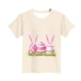thumbnail image 4 of SERTG Girls Easter Bunny Print Short Sleeve T Shirt Soft Breathable Crew Neck Tee Casual Regular Fit Lightweight Comfortable Fashion Top Cute Easter Holiday T Shirt(Beige,7-8Years), 4 of 5