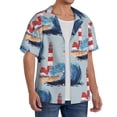 thumbnail image 2 of KLL Beacon In The Huge Waves Of The Surf Print Men's Shirt Short Sleeve Button Down Summer Cuba Beach Shirts- X-Large, 2 of 5