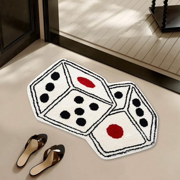 Steadline Dice Pattern Game Room Rug Non Slip Absorbent Floor Mat for Bedroom Living Space Dorm Decor Themed Home Accent Piece Machine Washable Design
