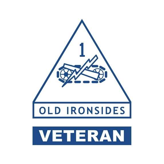 1st Armored Division Veteran Sticker Decal Die Cut - Self Adhesive Vinyl - Weatherproof - Made in USA - Many Color and Sizes - old ironsides fort bliss retired served