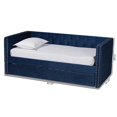 thumbnail image 3 of Baxton Studio Lit de Jour Double en Velours Bleu Larkin avec Lit Gigogne, 3 of 11