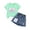Green, variant on Toddler Kids Summer Two-Piece Outfit Floral Print Short Sleeve Top And Ripped Denim Skirt Girl Outfits Kids Clothes Size 2-3T