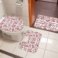 thumbnail image 4 of Red Boho Flower Bath Mat 3 Piece Bathroom Rug Set, Vintage Paisley Farmhouse Pattern Non Slip Bath Rug Contour Mat and Toilet Lid Cover, Absorbent Shower Mats Soft Bath Rugs and Mats Sets, 4 of 8
