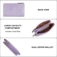 thumbnail image 6 of Wrangler Women's Large Minimalist Phone Wallet Stylish Double Zipper Cash Wallet with RFID Protection for Ladies, Purple, 6 of 7