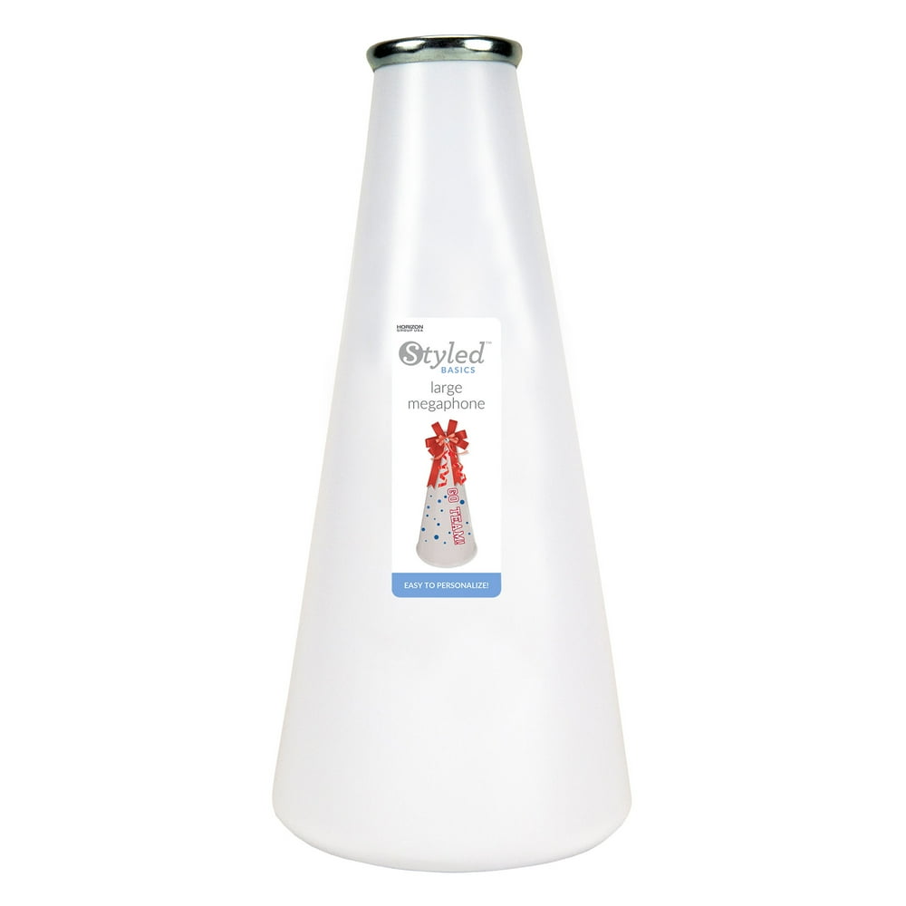 Styled Basics Large White Megaphone, 13” Tall 2.56” Wide, Features