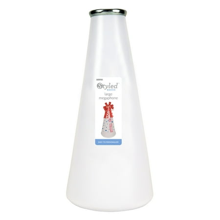 Styled Basics Large White Megaphone, 13” Tall 2.5-6” Wide, Features Metal Side Handle, Packaging May Vary