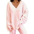 thumbnail image 3 of Sexy Dance Polar Fleece Sleepwear Set Long Sleeve Lounge Sets for Women Thick Wide Leg Pajamas Home V Neck Two Piece Outfit, 3 of 3