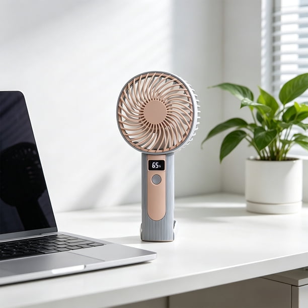 Ventilador portátil de mano con carga USB, pequeño ventilador de escritorio para viajes al aire libre, oficina y hogar: mini ventilador de 3 velocidades con batería recargable integrada.