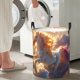 thumbnail image 5 of Fotbe Rainbow Cloud White Horse Cesto de Ropa con Asas, Cesto Impermeable de Gran Capacidad, Bolsa de Lavado para Dormitorio, Cesto de Ropa con Ruedas y Asas-Small, 5 of 6