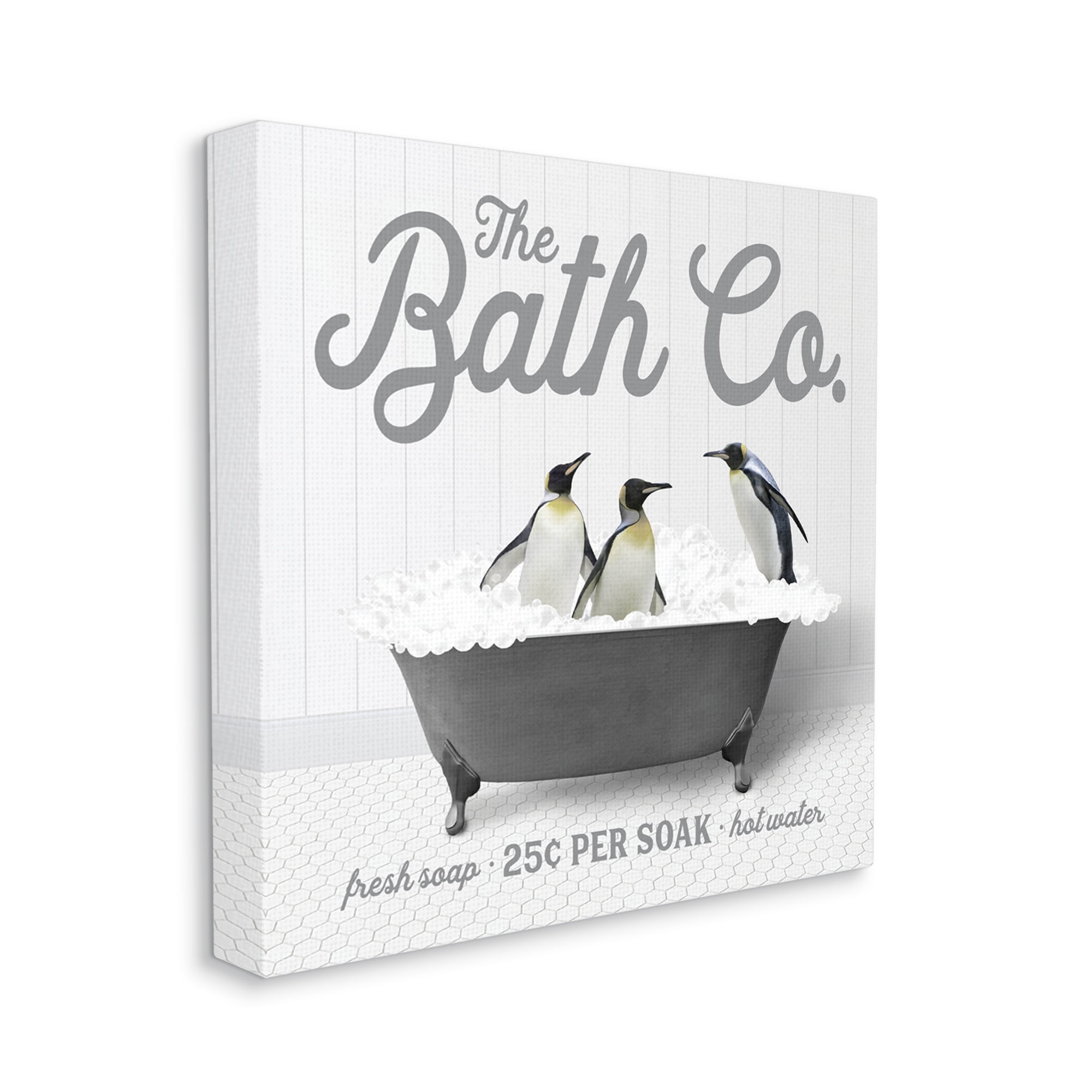 Stupell Industries Bubble Bath Penguins Animals & Insects Painting Gallery Wrapped Canvas Print Wall Art, 36 x 36