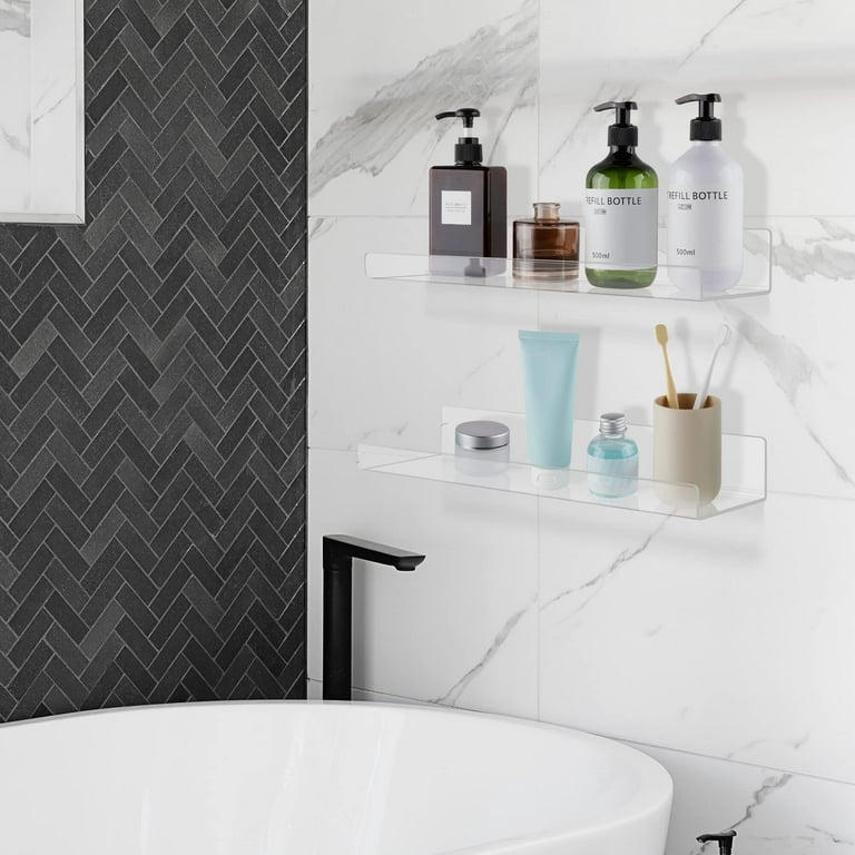 Minimalist Bathroom Shelf Gold/black Finish W/acrylic Shelf Wall