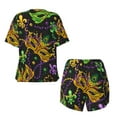 thumbnail image 5 of Lsque Mardi Gras Surface Women's Short-Sleeved Pajama Set - 2 Piece Soft and Lightweight Sleepwear Set-XX-Large, 5 of 9