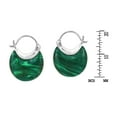 thumbnail image 2 of Trendy Malachite Disc on Sterling Silver Huggie Hoop Earrings, 2 of 5