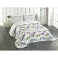 thumbnail image 3 of Ambesonne Abstract Quilted Bedspread Set 3 Pcs, Dragonflies Flowers, Queen Size, Pale Blue Purple, 3 of 5