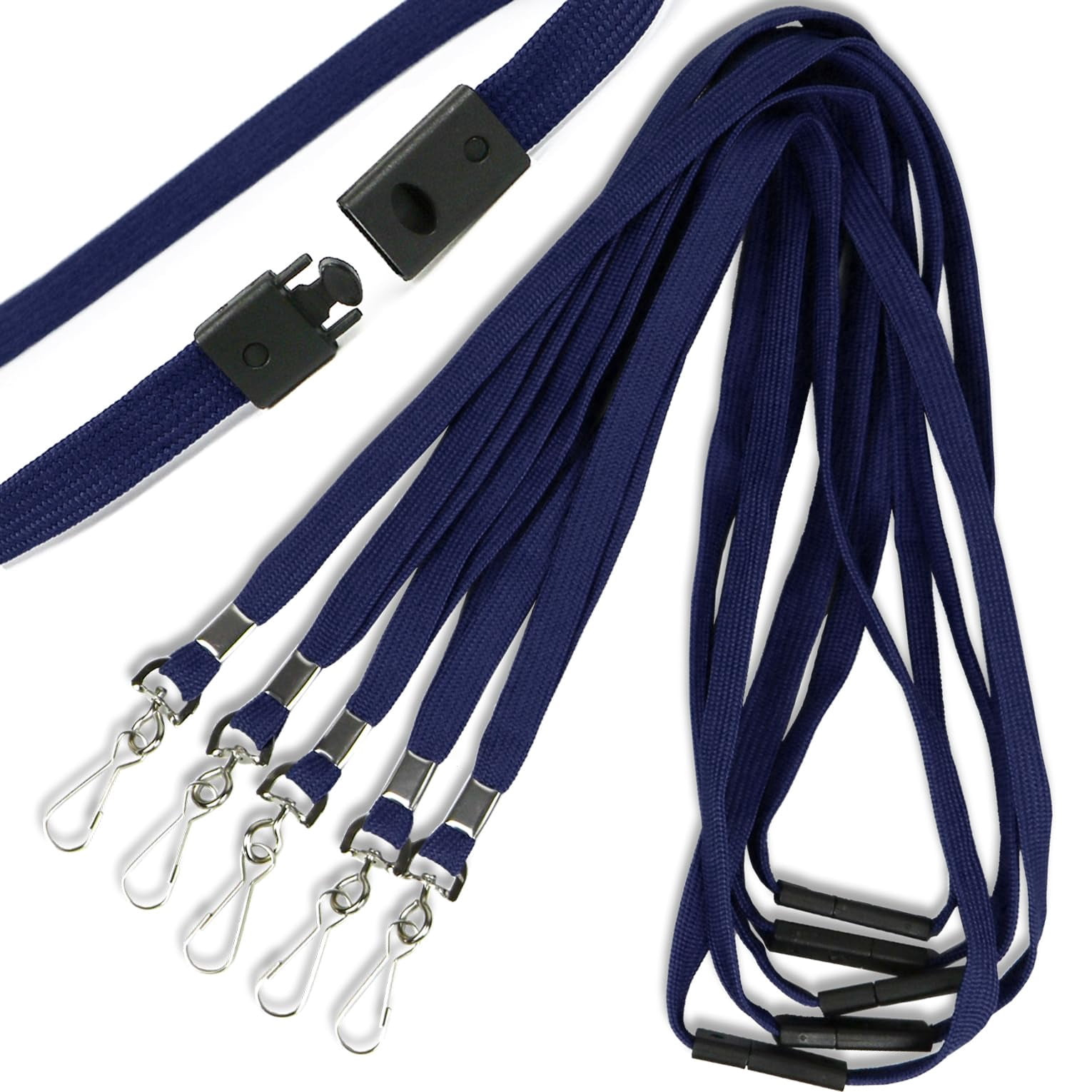 25 Pack Breakaway Lanyard With J-hook Bulk Flat Lanyards For Name Tag Id Badges (midnight Blue  25 Pack)