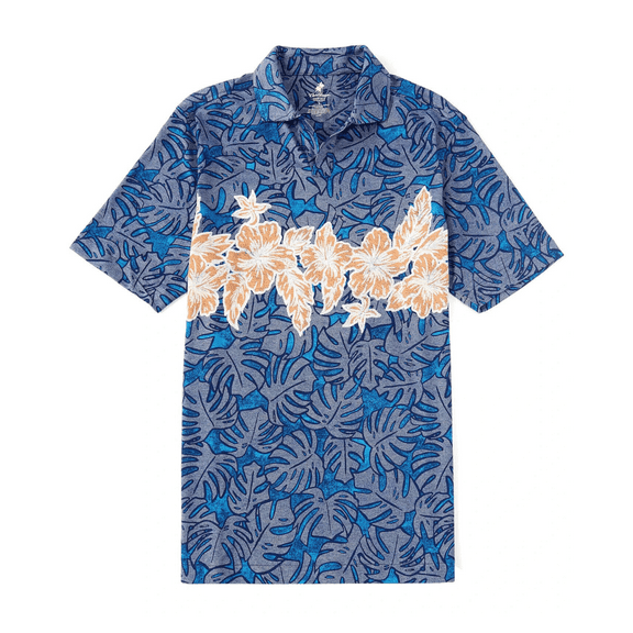 Roundtree and Yorke Caribbean Supima Polo Shirt, Blue Multi,XL