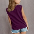 thumbnail image 3 of Inglocry Girls Summer Casual Tops Short Sleeve Textured T Shirts Cute Comfy Tees Summer Fashion Summer Tops For Teens Purple 11-12Y, 3 of 4